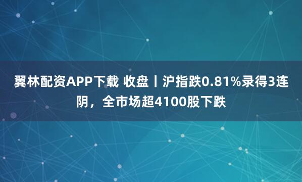 翼林配资APP下载 收盘丨沪指跌0.81%录得3连阴,全市场超4100股下跌