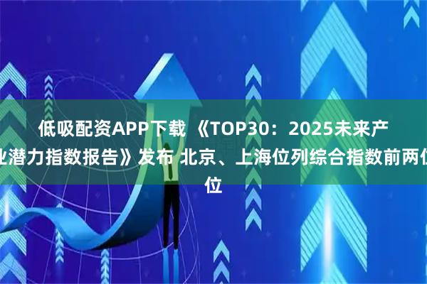 低吸配资APP下载 《TOP30:2025未来产业潜力指数报告》发布 北京、上海位列综合指数前两位